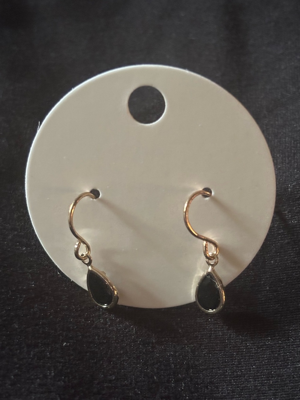 gold and black cubic zirconia dangle earrings